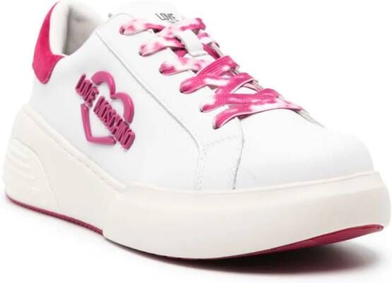 Love Moschino logo-patch leather sneakers White