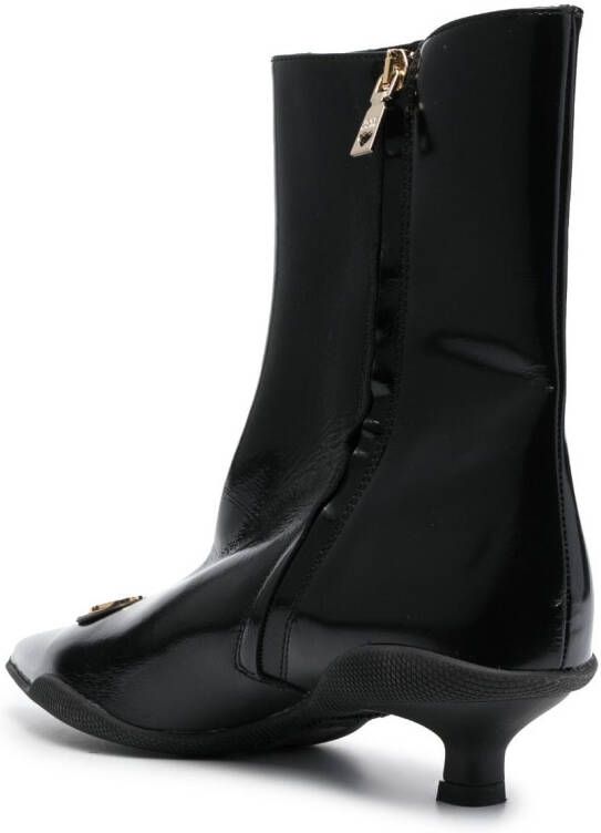 Love Moschino 50mm logo-patch leather boots Black
