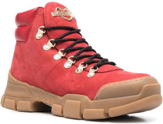 Love Moschino logo-plaque 50mm hiking boots Red