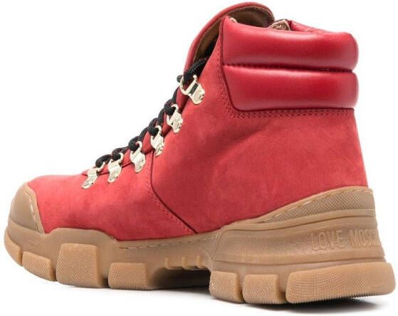 Love Moschino logo-plaque 50mm hiking boots Red