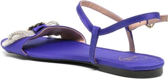 Love Moschino logo-plaque bow satin sandals Purple