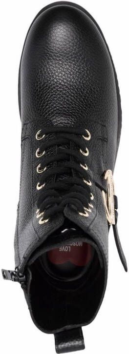 Love Moschino logo-plaque lace-up boots Black