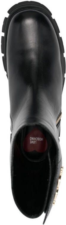 Love Moschino logo-plaque leather boots Black