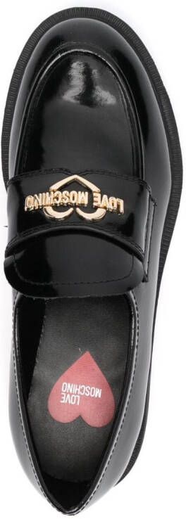 Love Moschino logo-plaque leather loafers Black