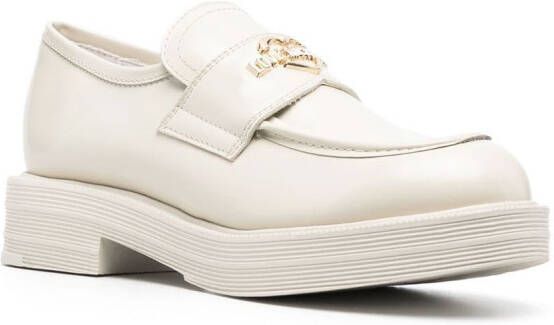 Love Moschino logo-plaque leather loafers Neutrals