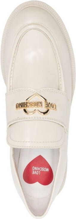 Love Moschino logo-plaque leather loafers Neutrals