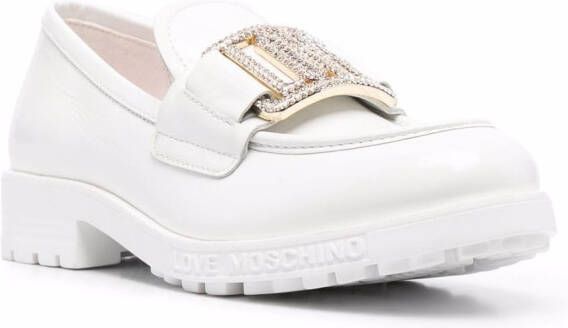 Love Moschino logo-plaque leather loafers White