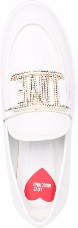 Love Moschino logo-plaque leather loafers White