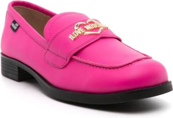 Love Moschino logo-plaque leather pumps Pink