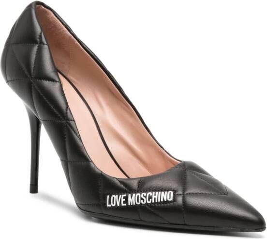 Love Moschino logo-print 100mm quilted pumps Black