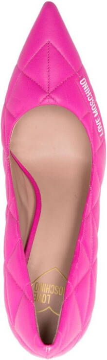 Love Moschino logo-print 100mm quilted pumps Pink