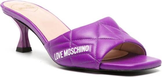 Love Moschino logo-print 65mm quilted mules Purple