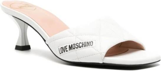 Love Moschino logo-print 65mm quilted mules White