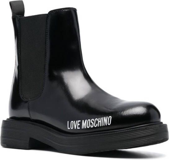 Love Moschino logo-print ankle-boots Black