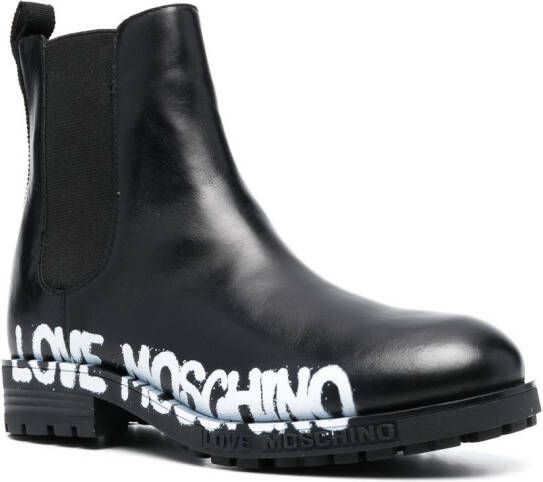 Love Moschino logo-print ankle boots Black