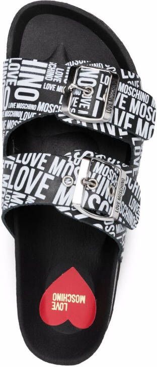 Love Moschino logo-print buckle-fastening sandals Black