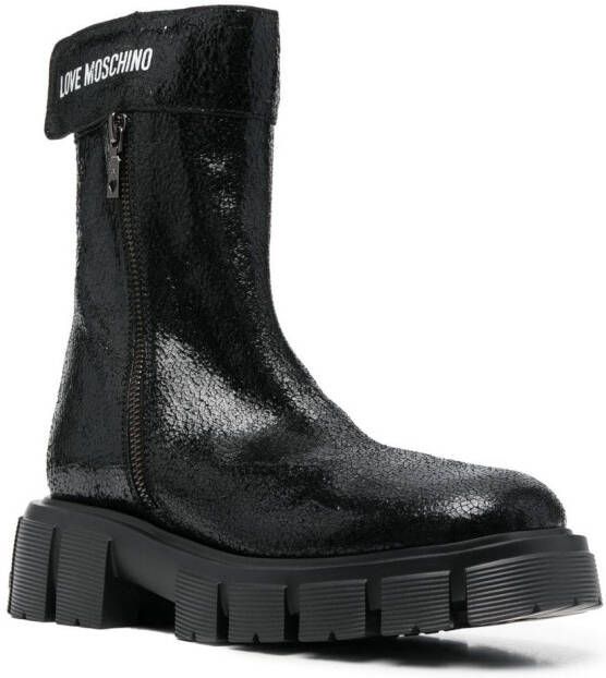 Love Moschino logo-print calf-length 50mm boots Black