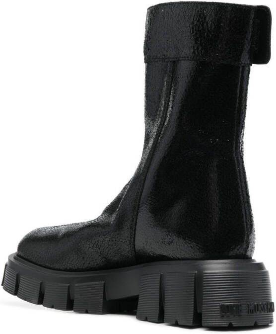 Love Moschino logo-print calf-length 50mm boots Black