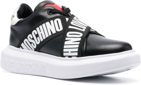 Love Moschino logo-print elasticated strap sneakers Black