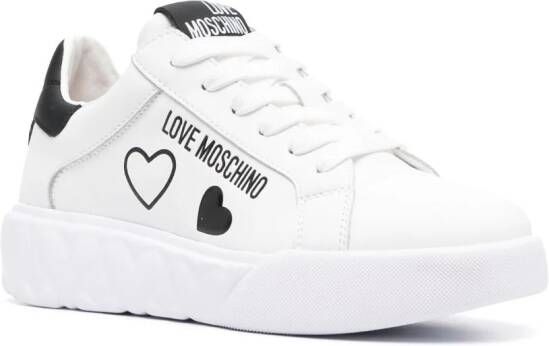 Love Moschino logo-print faux-leather sneakers White