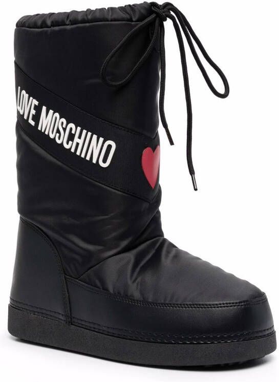 Love Moschino logo-print lace-up boots Black