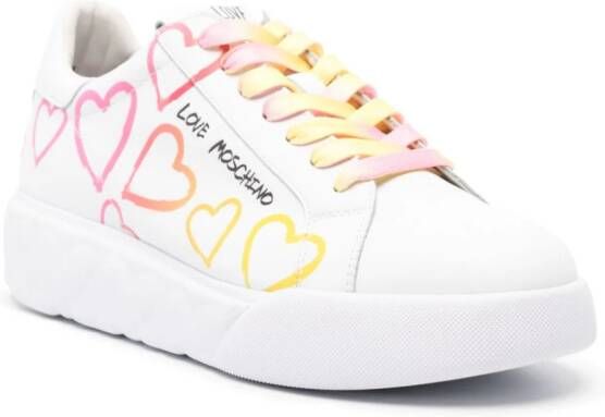 Love Moschino logo-print leather sneakers White