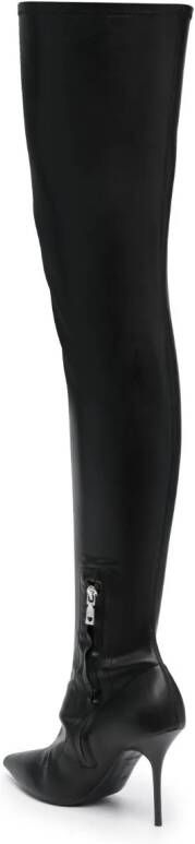 Love Moschino logo-print leather thigh-boots Black