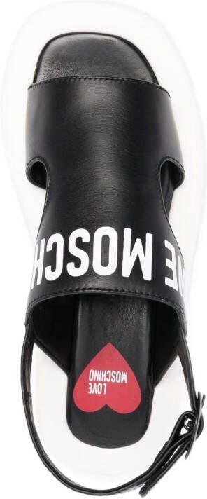 Love Moschino logo-print open-toe sandals Black