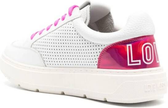 Love Moschino logo-print panelled leather sneakers White