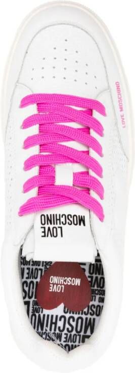 Love Moschino logo-print panelled leather sneakers White