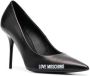 Love Moschino logo-print pointed-toe leather pumps Black - Thumbnail 2