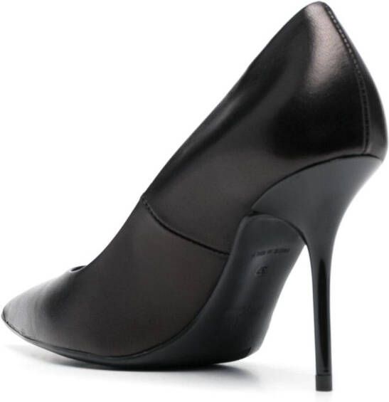 Love Moschino logo-print pointed-toe leather pumps Black