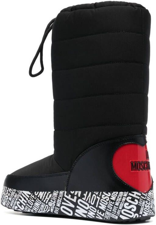 Love Moschino logo-print quilt-detail boots Black