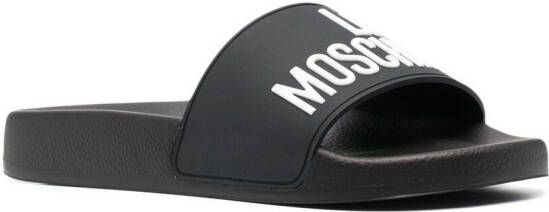 Love Moschino logo-print slides Black