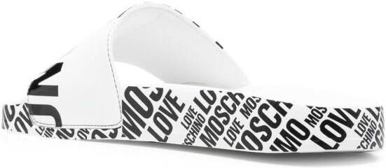 Love Moschino logo-print slides White