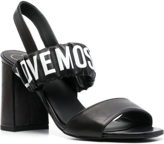 Love Moschino logo-print slingback 90mm sandals Black