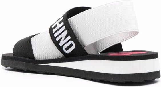 Love Moschino logo print strap sandals Black