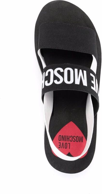Love Moschino logo print strap sandals Black