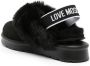 Love Moschino logo-print suede slippers Black - Thumbnail 3