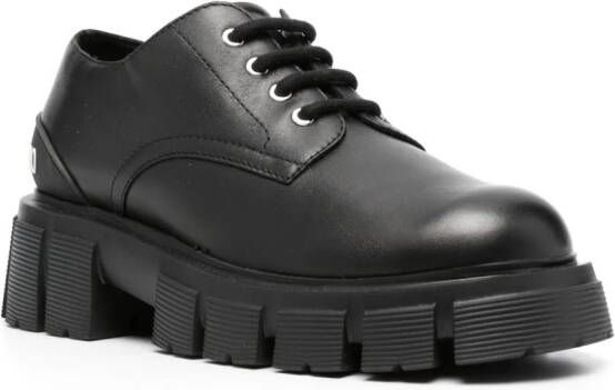 Love Moschino logo-raised detail leather Derby shoes Black