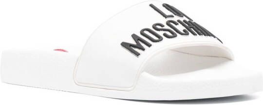 Love Moschino logo-strap pool slides White