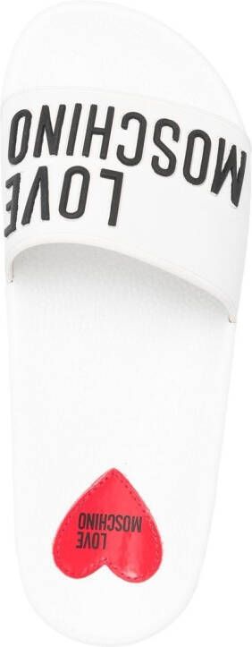 Love Moschino logo-strap pool slides White
