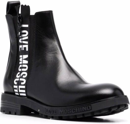 Love Moschino logo-tape Chelsea boots Black