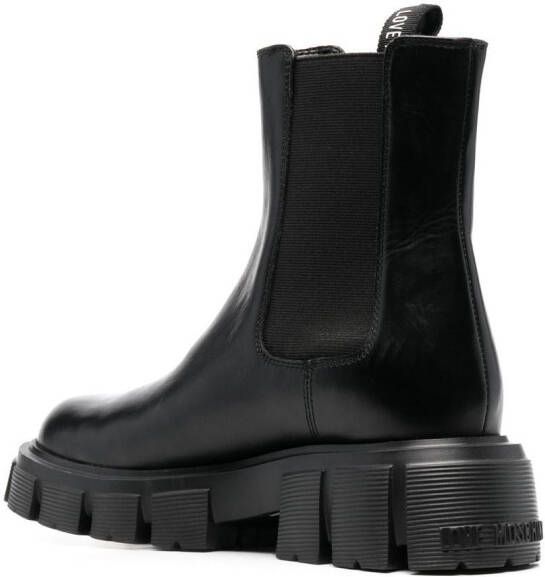 Love Moschino logo-tape leather boots Black