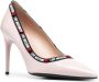 Love Moschino logo tape-trimmed leather pumps Pink - Thumbnail 2