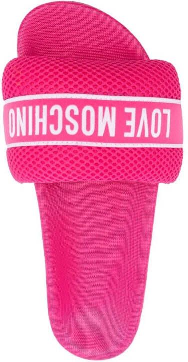 Love Moschino mesh logo-stripe 40mm sandals Pink