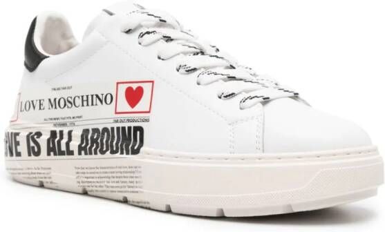 Love Moschino newspaper-print leather sneakers White