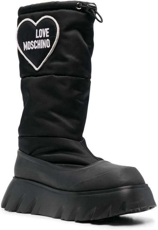 Love Moschino padded heart patch boots Black