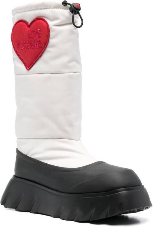 Love Moschino padded heart patch boots White