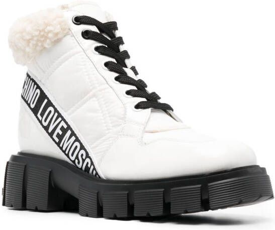 Love Moschino padded lace-up ankle boots White